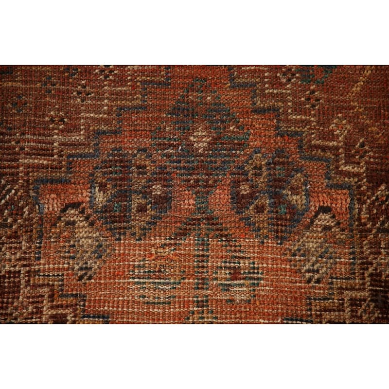 Distressed Qashqai Persian Antique Area Rug Hand-Knotted Wool Carpet - 4'1"x 8'2"