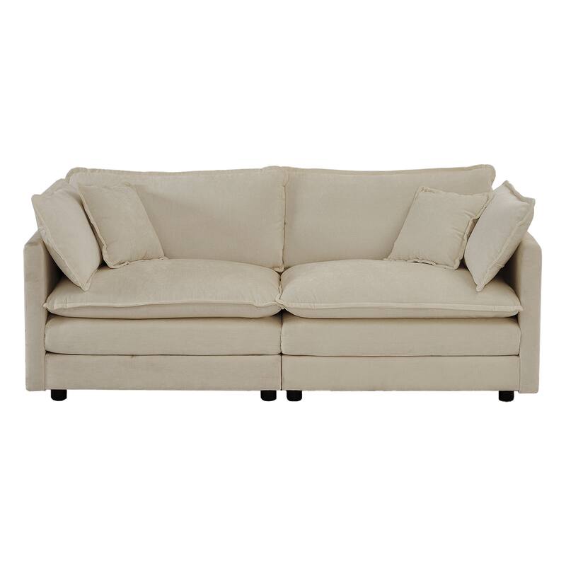 76.7" Chenille 3-Seater Sofa with Customizable Configurations and Premium Comfort
