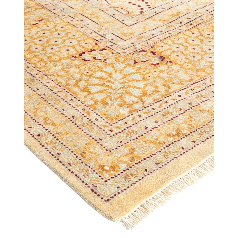 Overton Hand Knotted Wool Vintage Inspired Traditional Mogul Ivory Runner Rug