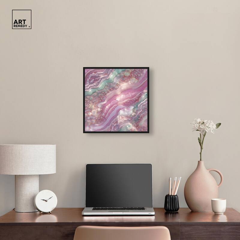 Pink and Mint Crystal I Canvas by Art Remedy