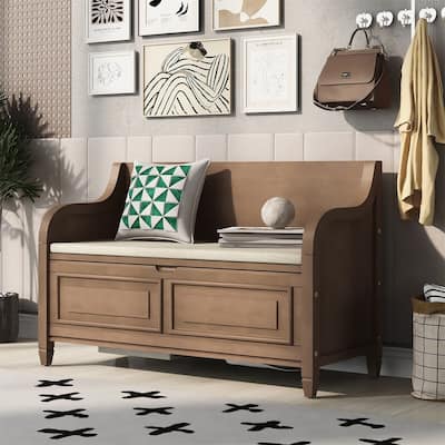 Merax 42” Rustic Style Solid wood Entryway Multifunctional Storage Bench