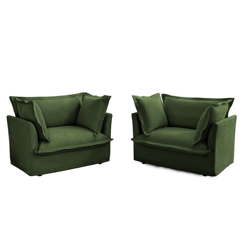 Upholstered Armchair Set of 2, Living Room Reading Chair with High Back Pillows, Removable Chair, Cover Modern Single Sofa Chair