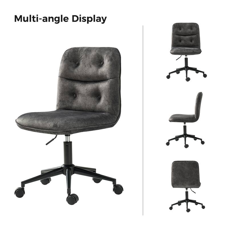Klaus Upholstered Armless Swivel Task Chair with Tufted Back by HULALA HOME