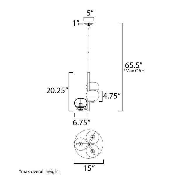 Maxim 24643MR Lucerne 3 Light 15" Wide Pendant