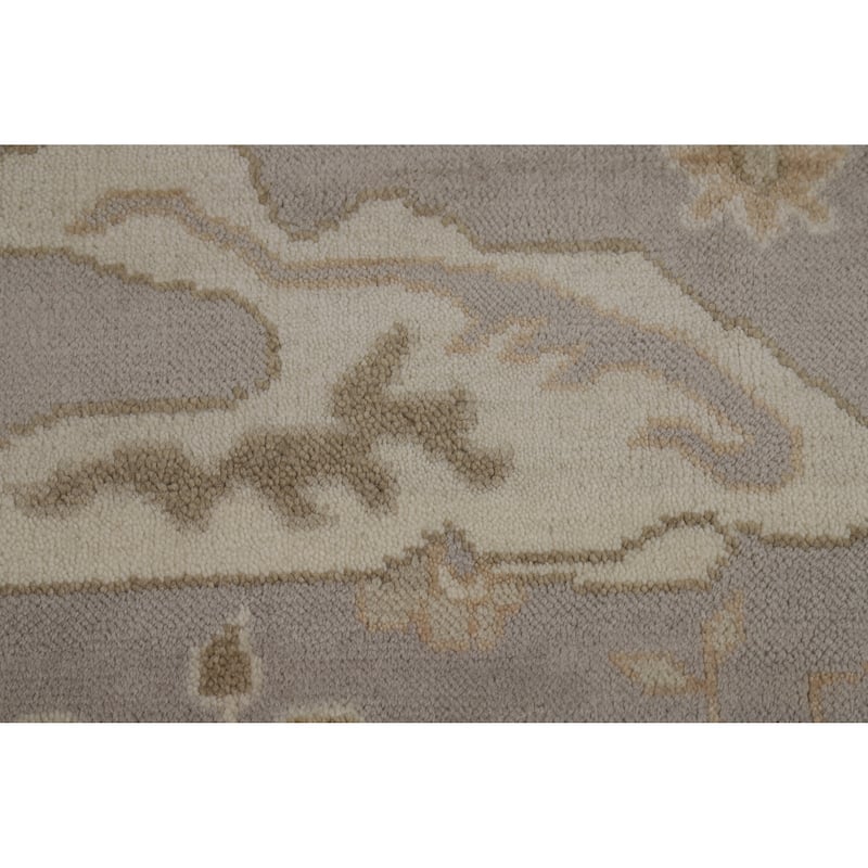 Gray Oushak Style Area Rug Hand-Knotted Wool Carpet - 8'1" x 10'0"