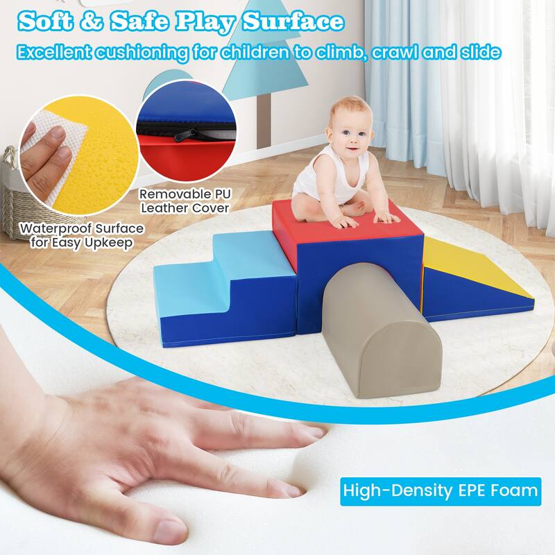 Gymax Kids Climb & Crawl Activity Playset Blocks w/ Waterproof PU - Multicolor