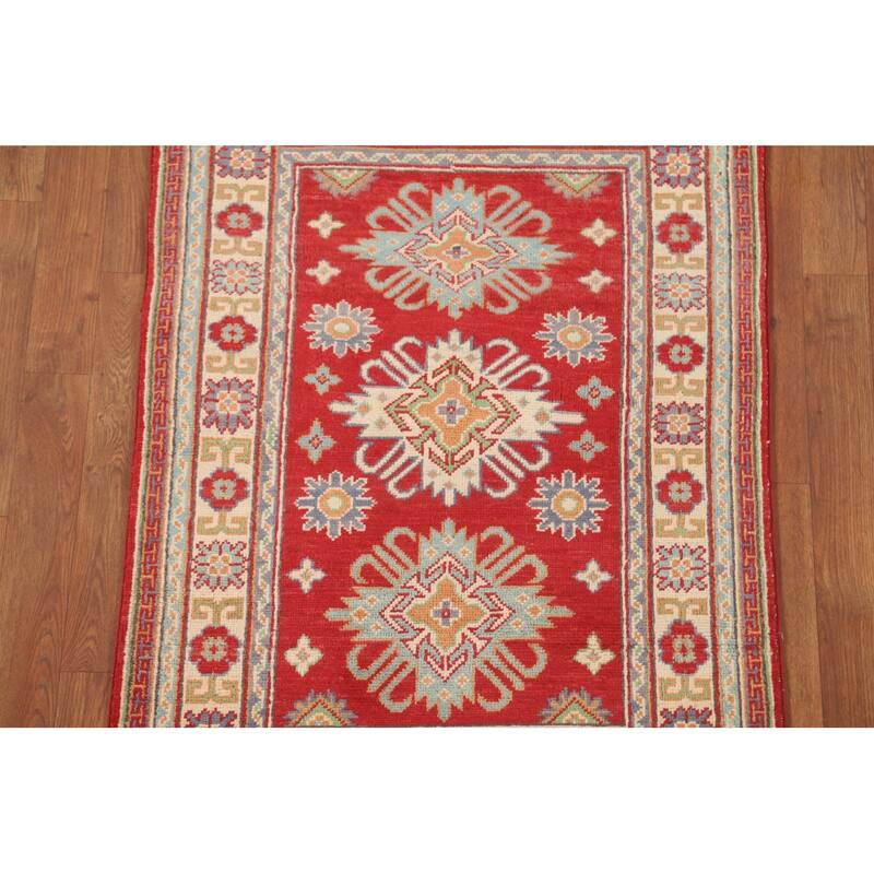 Red Kazak Accent Rug Hand-Knotted Wool Carpet - 2'8" x 3'10"