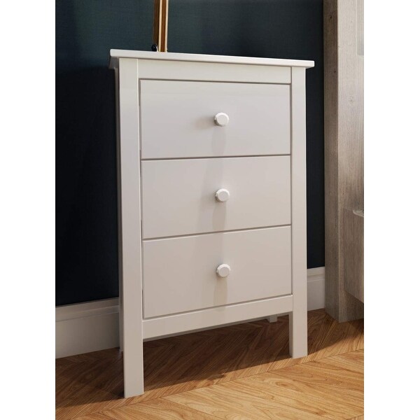 Solid Wood Extra Tall Nightstand for Bedroom with 3 Deep Storage Drawers White BS301 Bed Bath Beyond 37629049