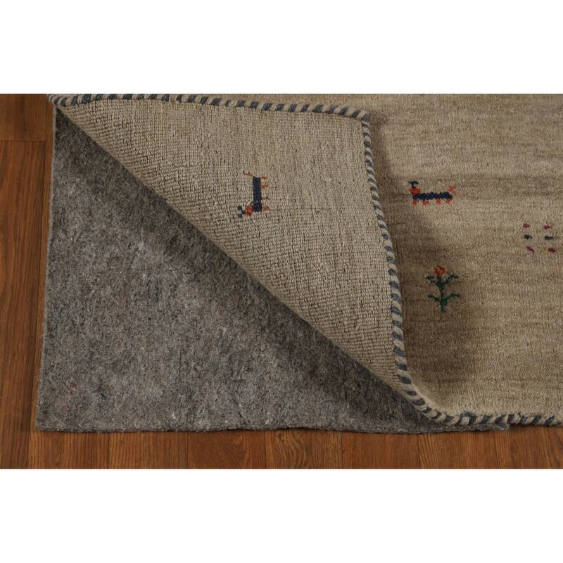 Hand Knotted Oriental 100% Wool Carpet Tribal Animal Pictorial Brown Gabbeh Area Rug - 4' 11'' X 3' 0''