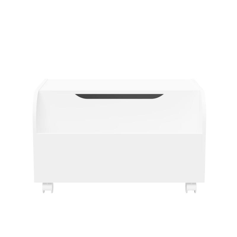 Wooden Toy Box with 4 Universal Wheels with Front Bookshelf