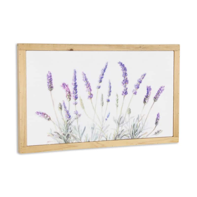 HomeRoots 16" X 26" Natural White And Lavender Floral Wood Framed Art