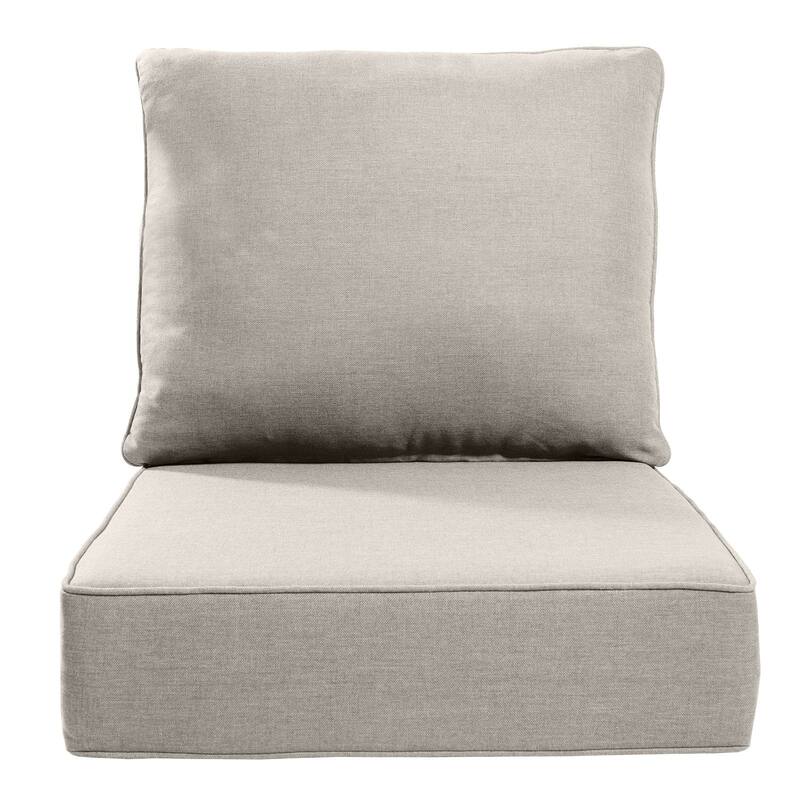 Pocassy 24x24x6 Inch Thick Cushions Pillows Indoor Outdoor Deep Seat Water & Fade Resistant - 1 Set - Beige Cushion