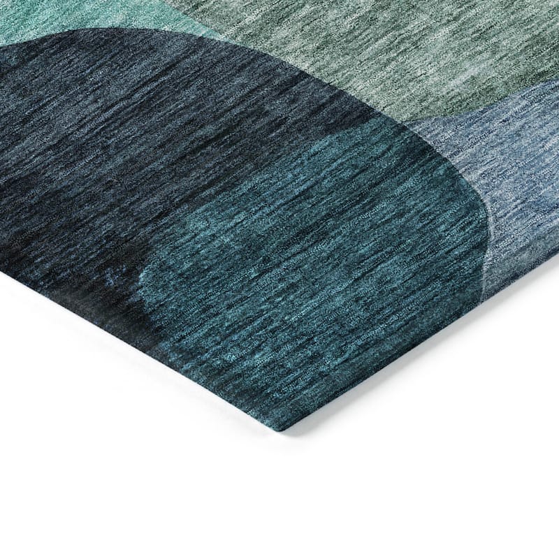 Machine Washable Indoor/ Outdoor Abstract Contemporary Chantille Rug