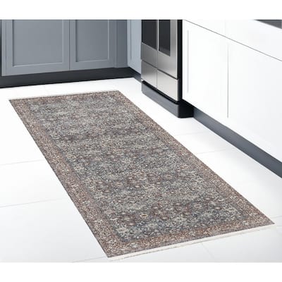 Weteb Power Loomed Floral Stain Resistant Durable Area Rug By HomeRoots - 8' Runner