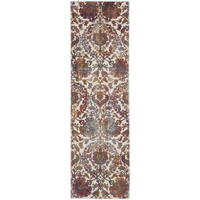 Jiqat Power Loomed Distressed Abstract Floral Traditional Non Skid Area Rug By HomeRoots - 72' X '24' X '0.5