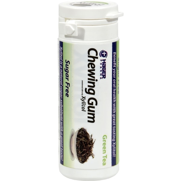 Hager Pharma Xylitol Chewing Gum - Green Tea - 30 ct - Case of 6
