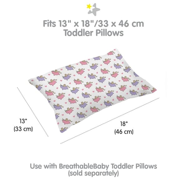 dimension image slide 2 of 13, BreathableBaby Cotton Percale Pillowcase, For 13" x 18"/33 x 46 cm Toddler Pillow, Prints (2-Pack)