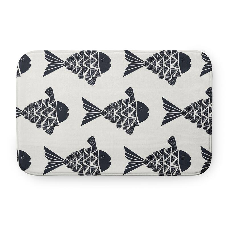 Fish Tales Bathmat - 34" x 21" - Shark Blue