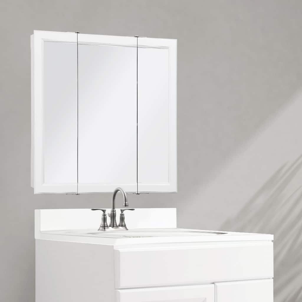 Design House Wyndham 30 inches W x 4.75 inches D x 30 inches H Bathroom Medicine Cabinet Mirror, White