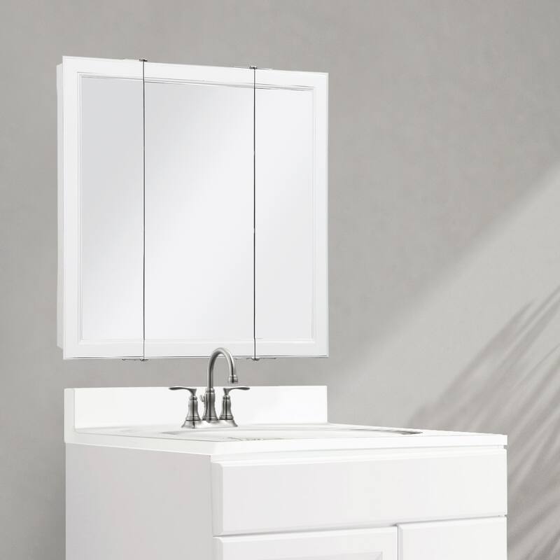 Design House Wyndham 30" Tri-View Bath Medicine Cabinet, White - 30 x 30 - White