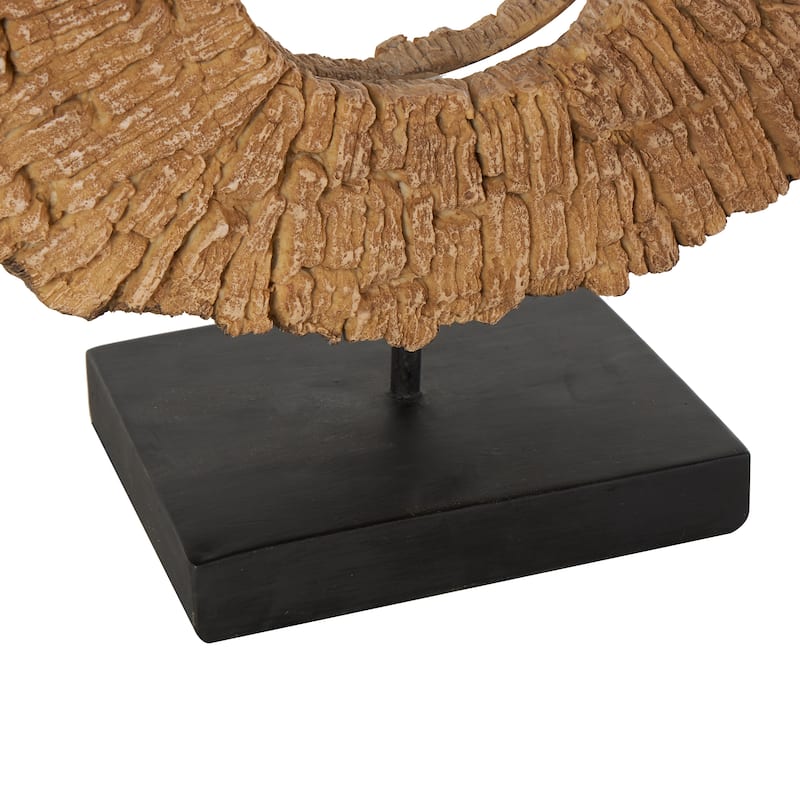 Resin or Polystone Live Edge Table Lamp with Round Cutout and Black Base - Brown - Roche River Decor