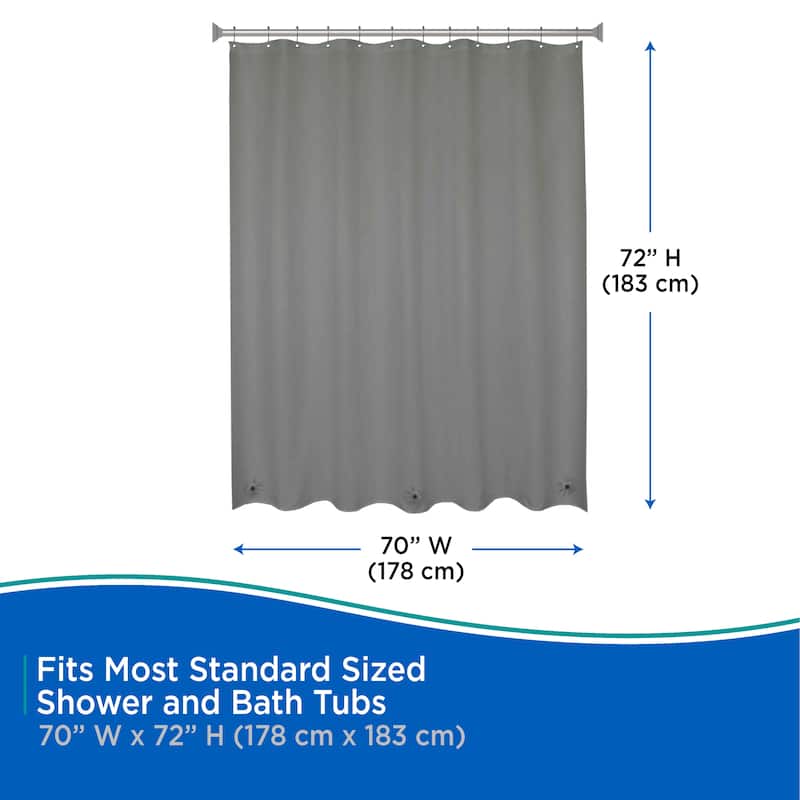 Kenney Medium Weight Decorative PEVA Shower Curtain Liner, 70" W x 72" H