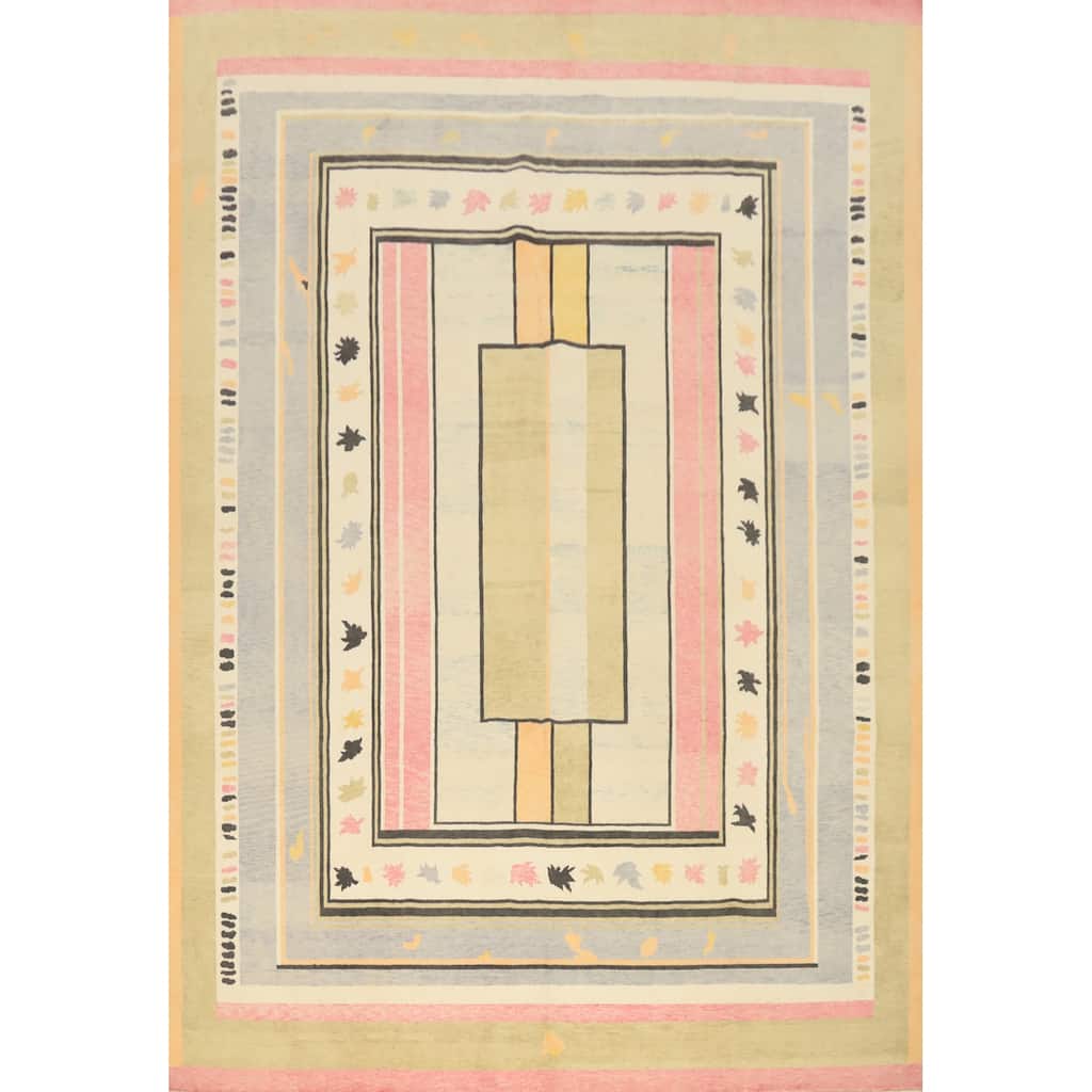 Hand Knotted Oriental 100% Wool Carpet Modern Geometric Multi-Colored Gabbeh Area Rug - 13' 0'' X 10' 2''