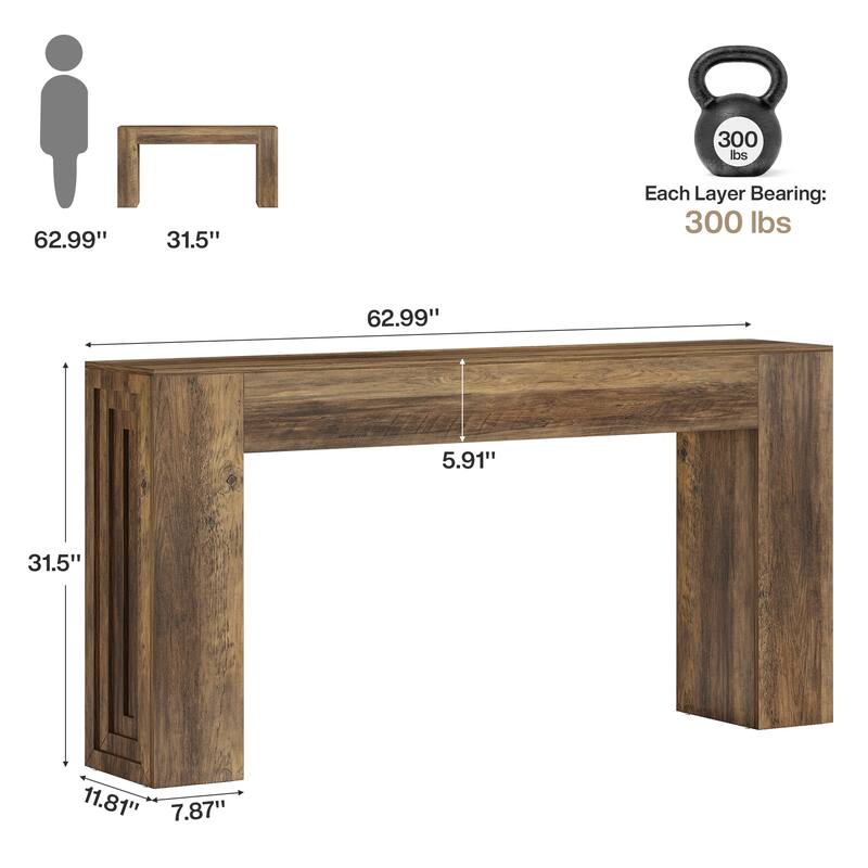 63-inch Wooden Console Table for Entryway