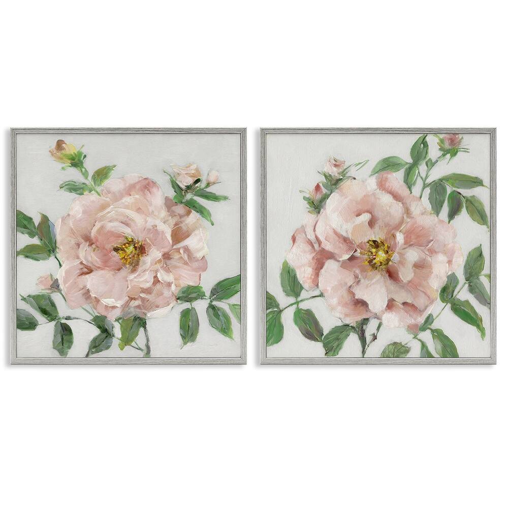 Stupell Soft & Subtle Peonies Framed Giclee Art Design By Sally Swatland (Set of 2)