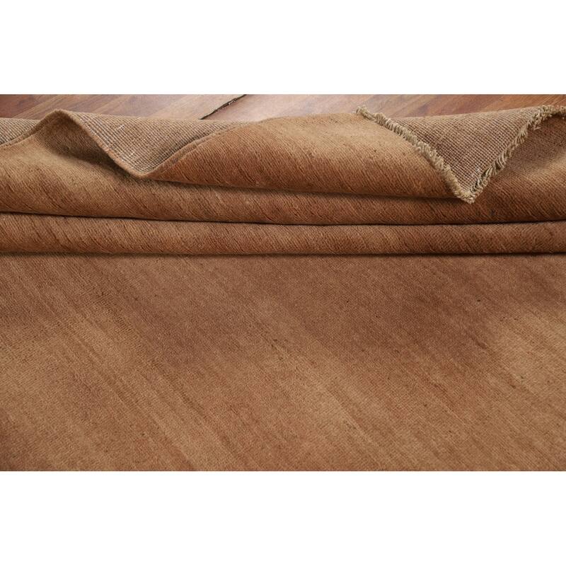 Light Brown Modern Gabbeh Oriental Area Rug Hand-Knotted Wool Carpet - 6'7" x 9'10"