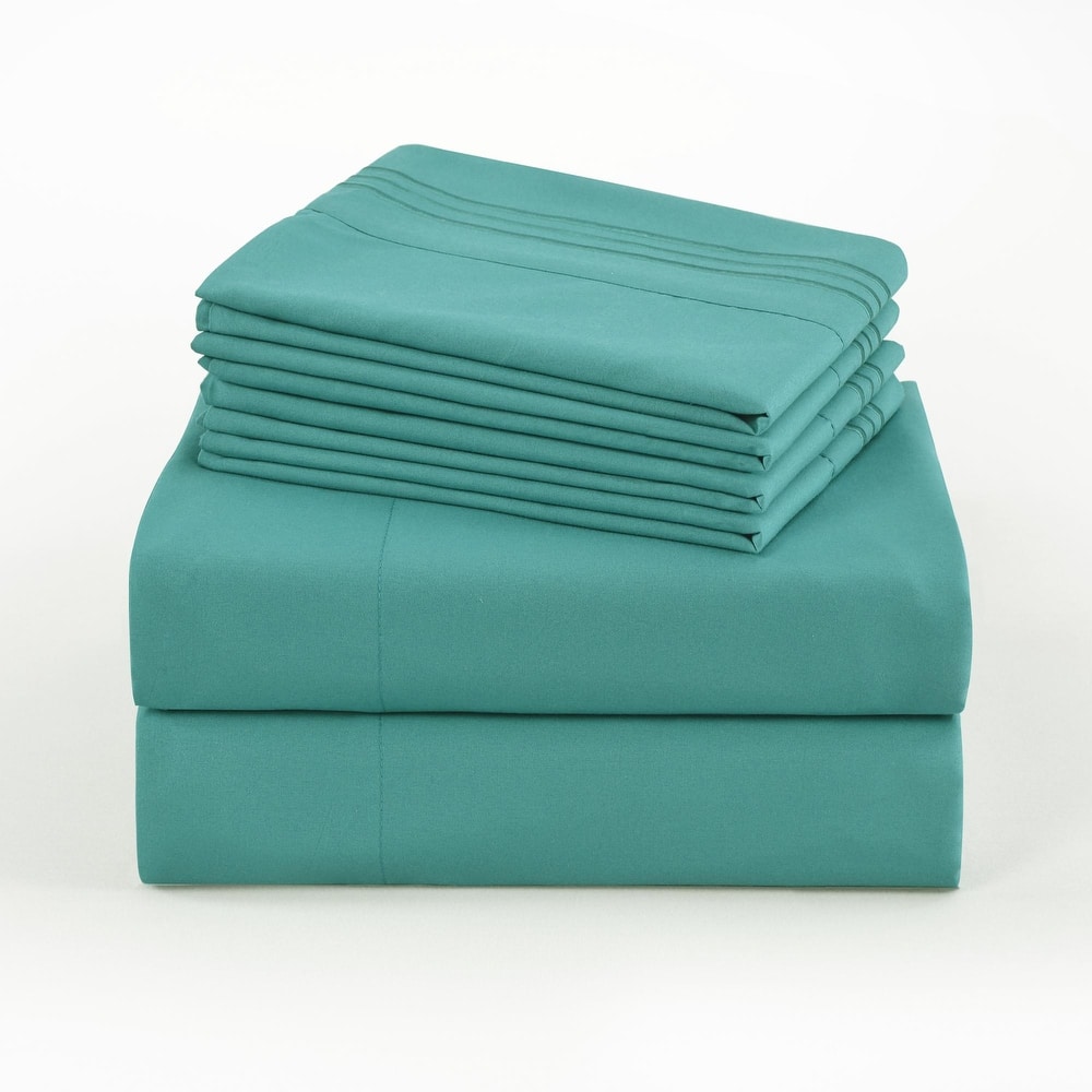 4/6 Pcs Soft Solid & Embroidery Bed Sheets Set