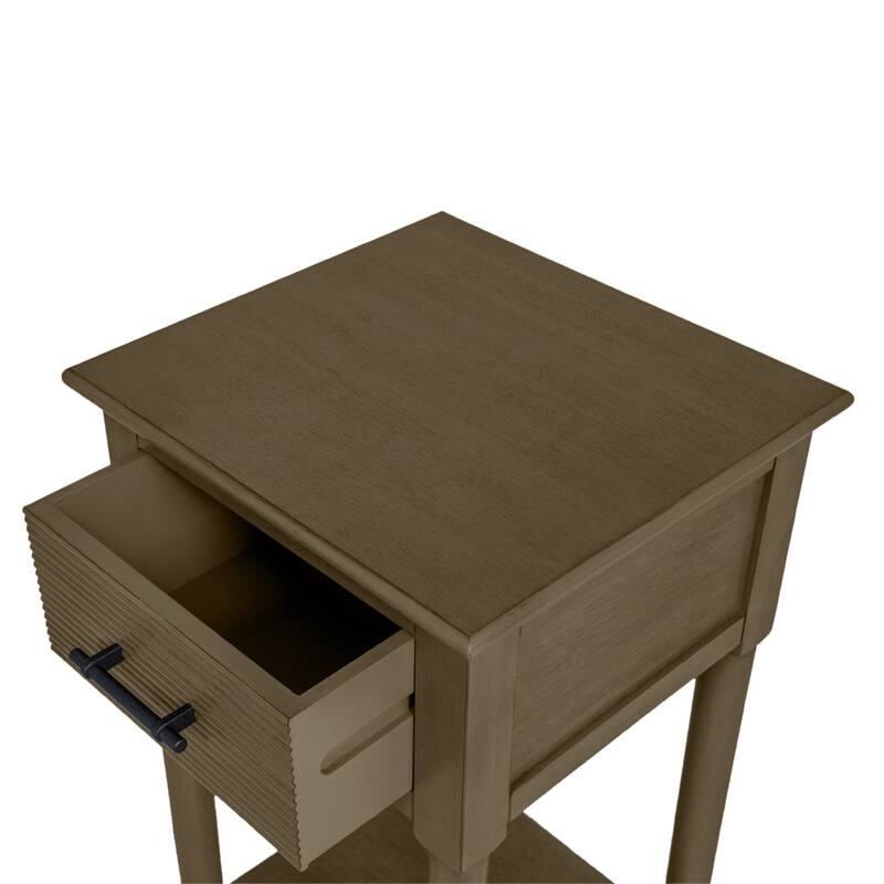 Azalea Park Ribbed Drawer Wood Accent Table with Shelf - 14 W x 13.40 D x 28 H