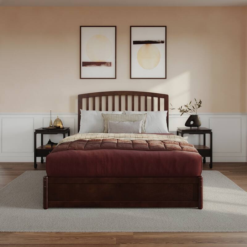 Lucia Platform Bed with Panel Footboard and Twin XL Trundle
