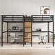 preview thumbnail 1 of 11, Natural Wood Twin Over Twin Loft Bed with Double Desk Wardrobe Shelves Power Outlet Natural Wood - Twin