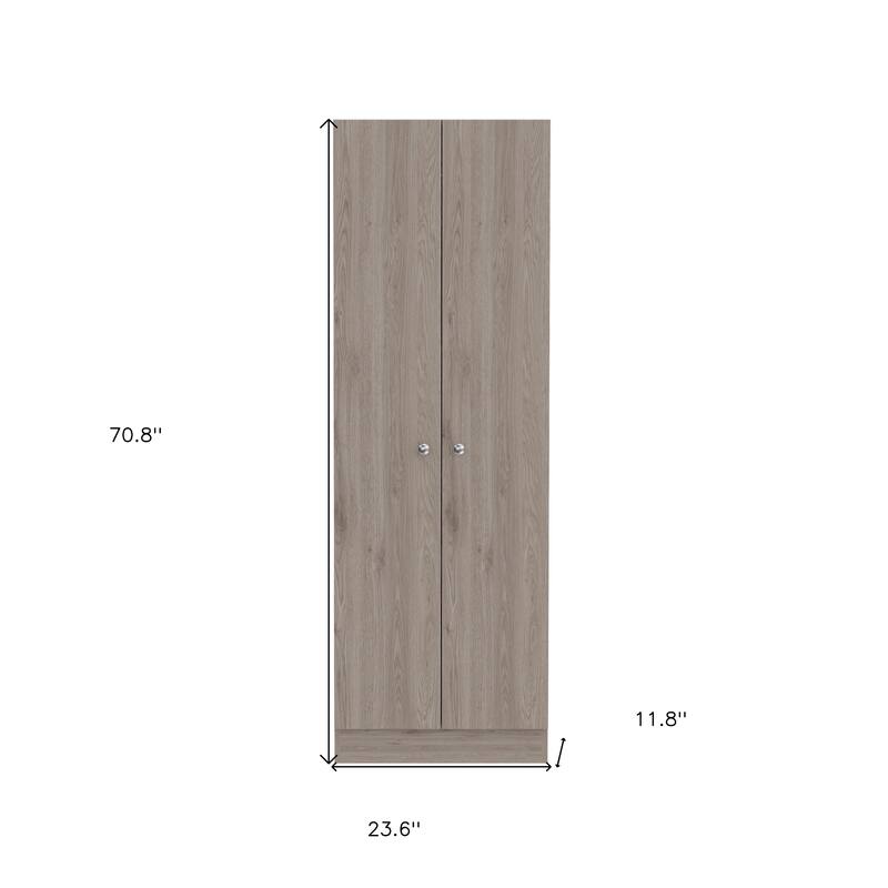 HomeRoots 71" Light Gray Wood Pantry Or Storage Closet - 23.6' X '70.8' X '11.8