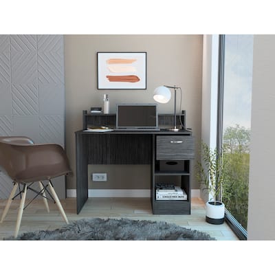 Modern Writing Computer Desk with Multiple Shelves,One Drawer