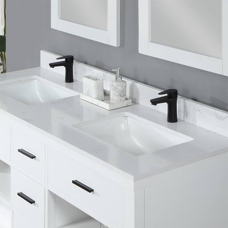 Altair Kesia Bathroom Vanity with Composite Stone Countertop with Mirror