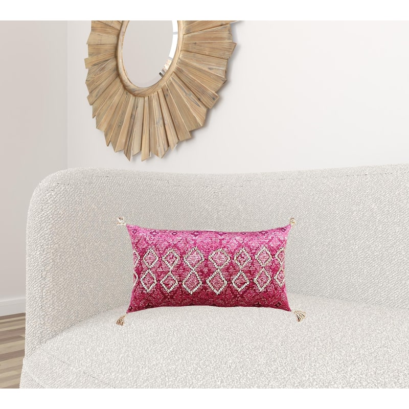 Pink Textured Diamond Velvety Lumbar Pillow
