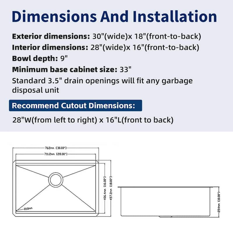 30 Undermount Workstation Sink-30 x 18 Inch Undermount Stainless Steel Kitchen Sink 18 Gauge