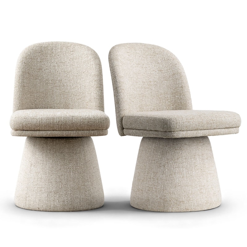 Swivel Fabric Upholstered Dining Chair(Set of 2)