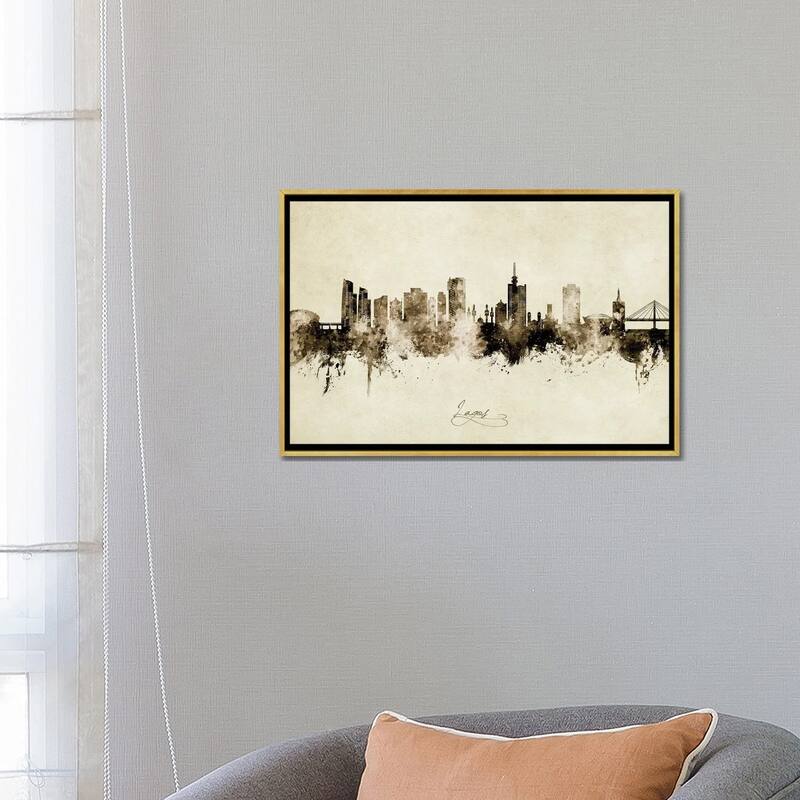 iCanvas "Lagos Nigeria Skyline Vintage" by Michael Tompsett Framed Canvas Print
