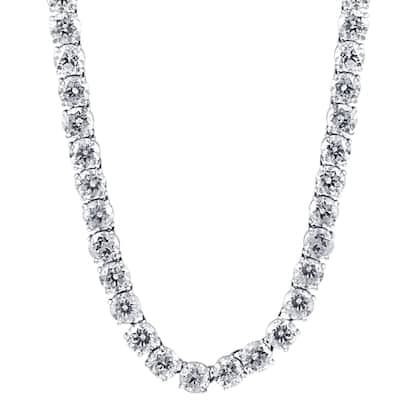 38Ct Diamond Tennis Necklace 16.5" in White or Yellow Gold Lab Grown