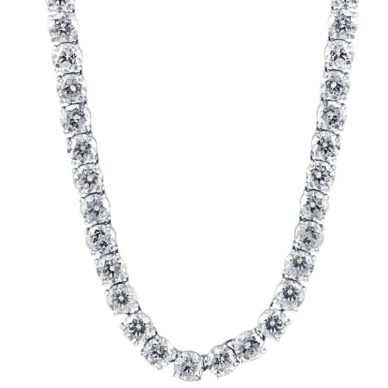 36Ct Natural Diamond Tennis Necklace 16.5" in White or Yellow Gold