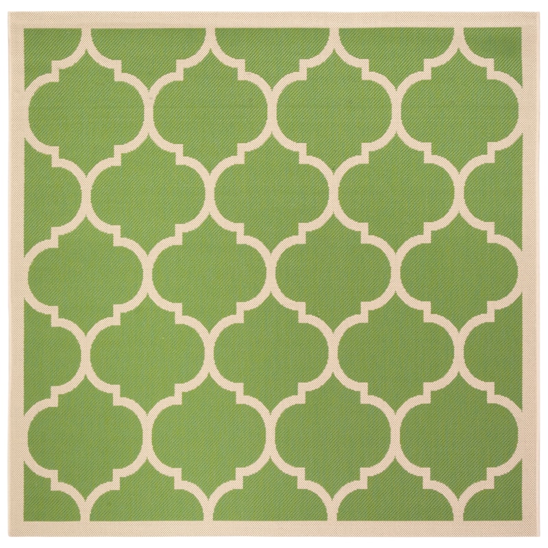 SAFAVIEH Courtyard Kathy Indoor/ Outdoor Waterproof Patio Backyard Rug - 5'3" Square - Green/Beige