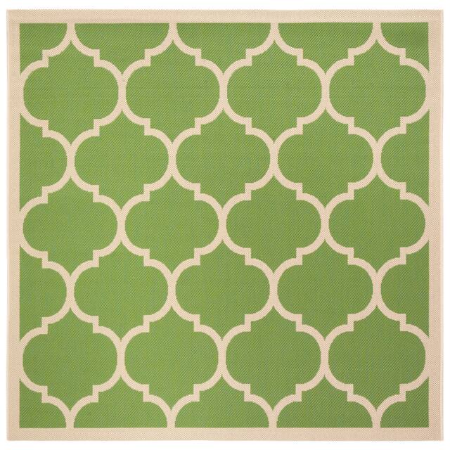 SAFAVIEH Courtyard Kathy Indoor/ Outdoor Waterproof Patio Backyard Rug - 5'3" x 5'3" Square - Green/Beige