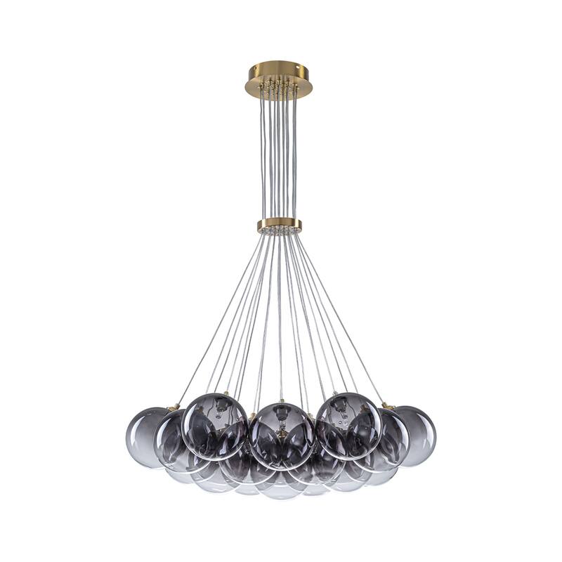 13/ 19-Light Modern Glam Gold Sputnik Cluster Swirled Glass Globe Bubble Chandelier for Dining Room