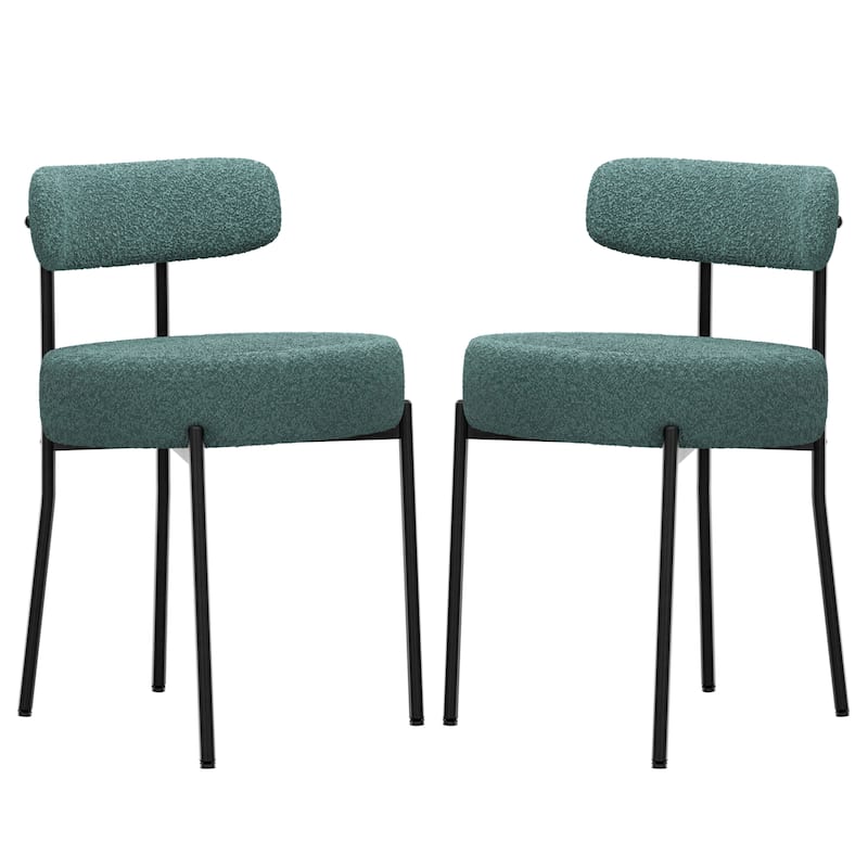XINMICS Upholstered Boucle Dining Chairs with Black Metal Legs