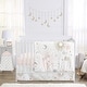 preview thumbnail 1 of 4, Sweet Jojo Designs Blush Pink Gold Grey & White Star and Moon Celestial Collection Baby Girl 4-pc Bumperless Crib Bedding Set