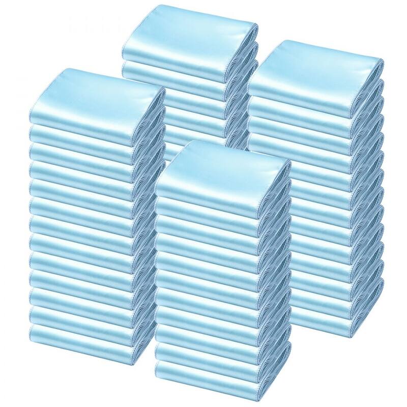 Satin Chair Ribbons for Wedding Reception Adjustable Fit for Folding Banquet and Chiavari Chairs - Light Blue-100 PCS