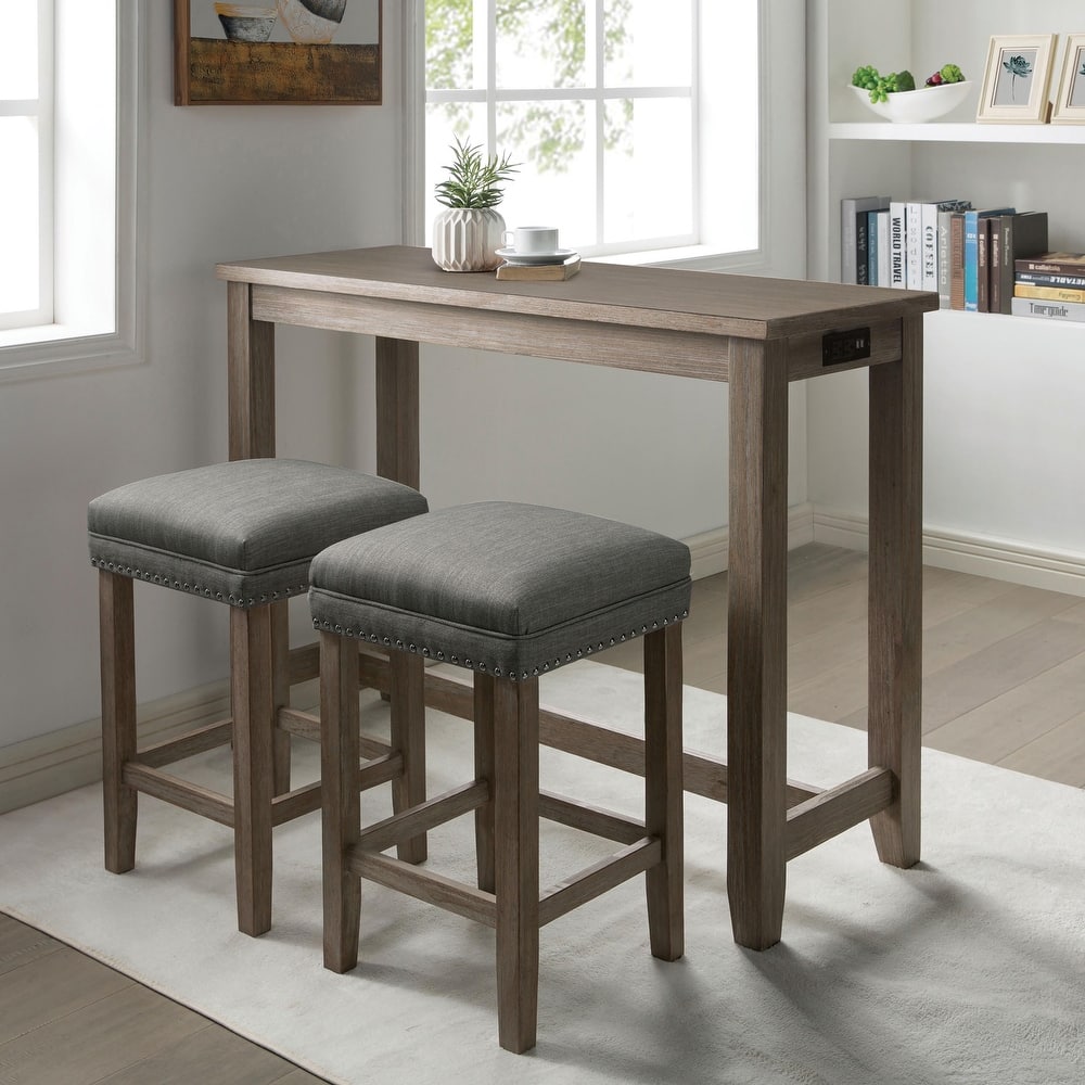 Chester Transitional Wood Counter Height Dining Set with USB and Power Outlets by Furniture of America
